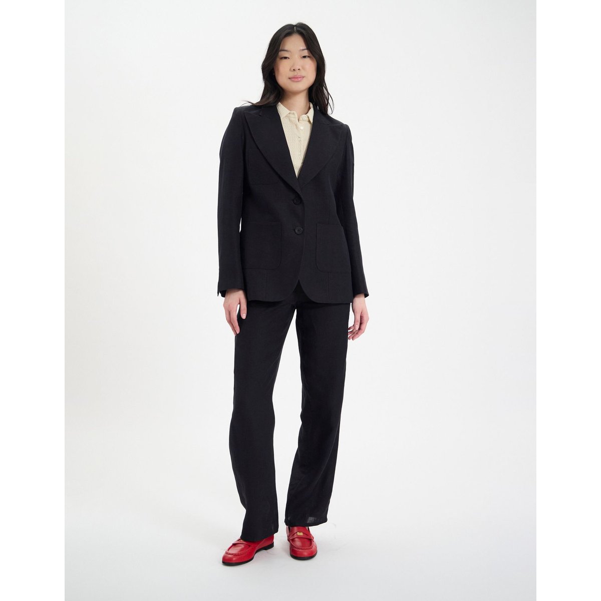 Veste Thadee en lin noir noir, INES DE LA FRESSANGE PARIS