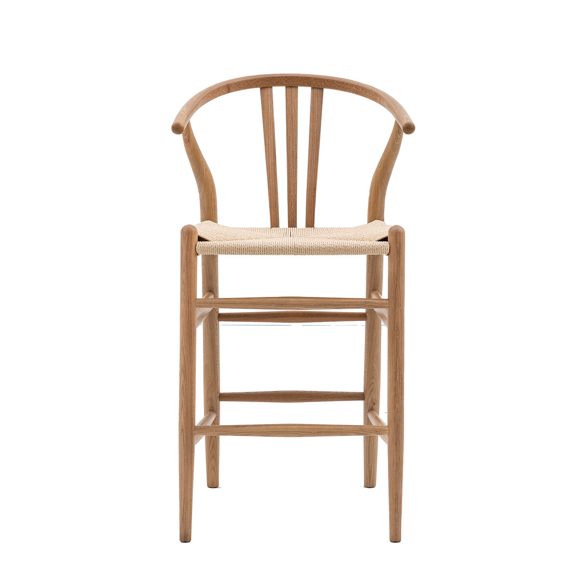 Lydden Wishbone Curved Bar Stool with Woven Seat (Set of 2) natural, SO'HOME