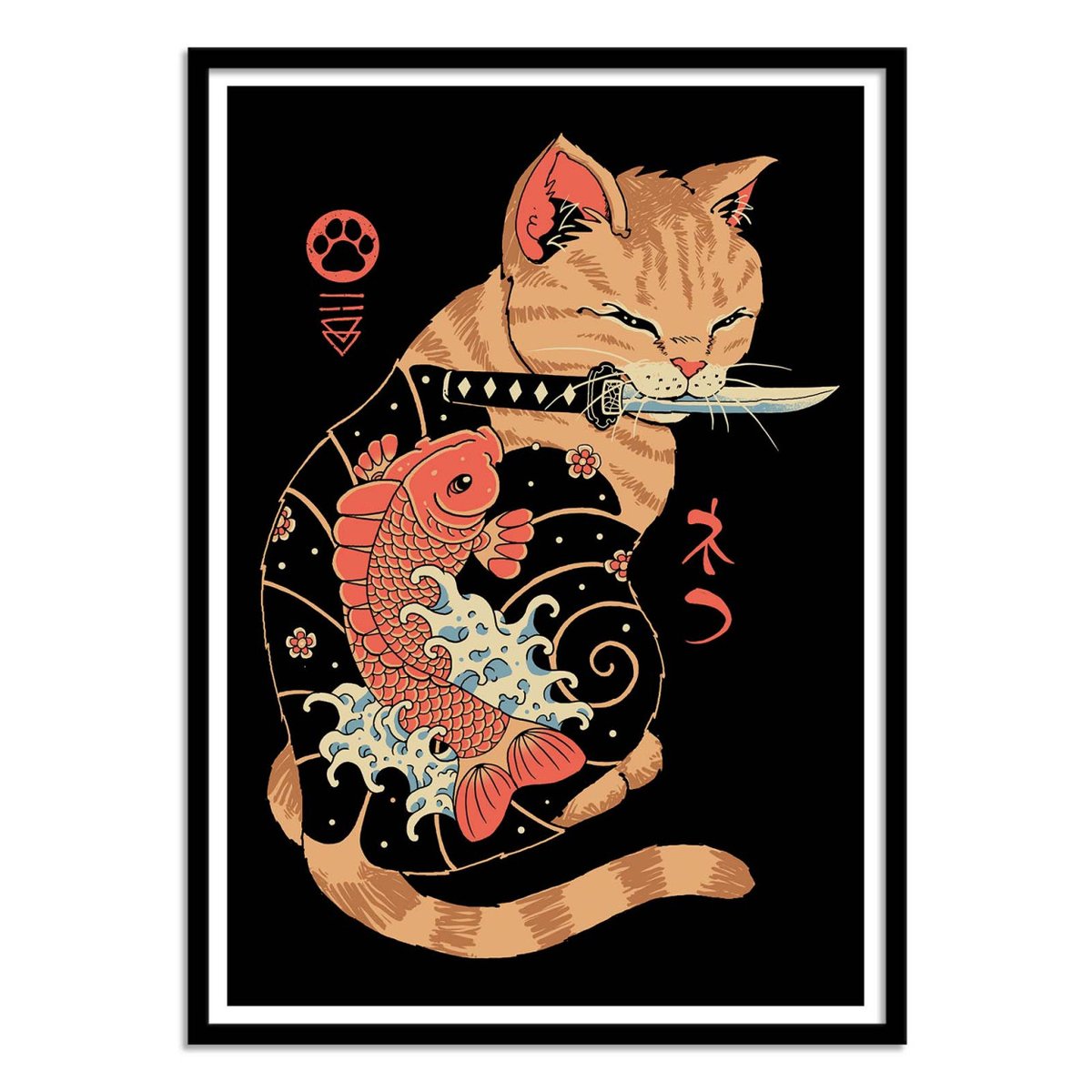 Affiche d'art - Carp Tattooed cat - Vincent Trinidad affiche d'art, WALL EDITIONS