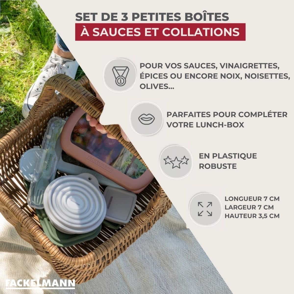 Lot de 2 lunch box 1L avec 3 boîtes à sauce STORAGE bleu|vert|beige, FACKELMANN