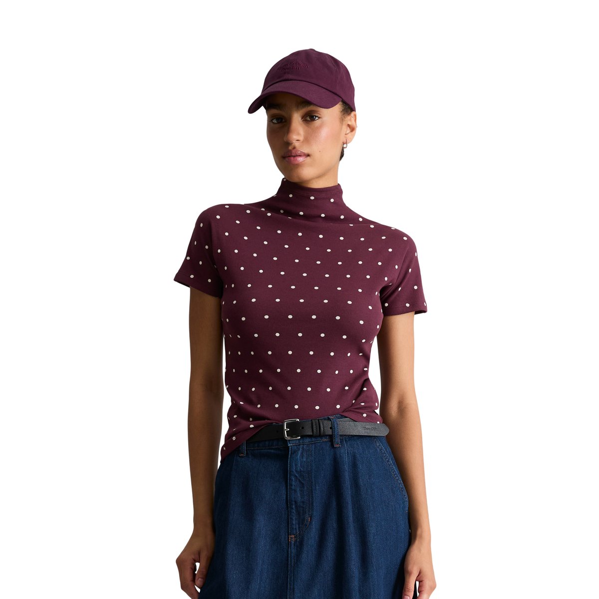 Haut slim en jersey côtelé en jersey extensible rouge, MARC O’POLO DENIM
