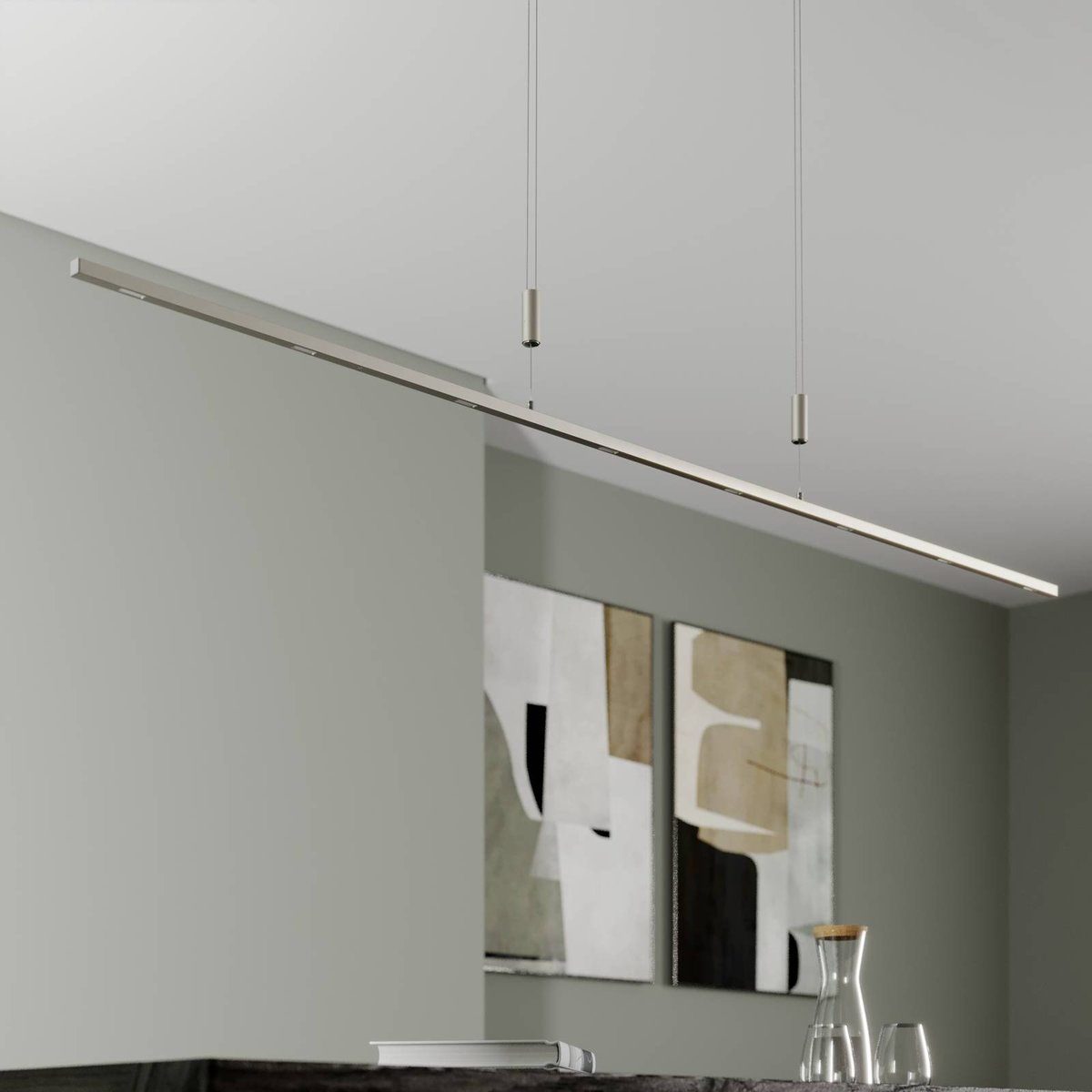 Suspension En Aluminium Moderne Led, Tolu nickel mat brossé, chromé, LUCANDE
