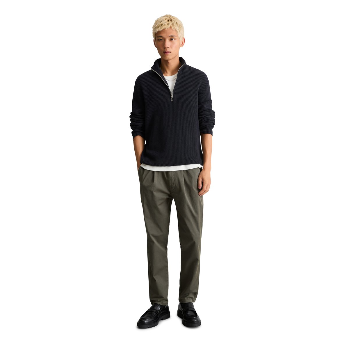 Troyer relaxed en pur coton bio bleu foncé, MARC O’POLO DENIM