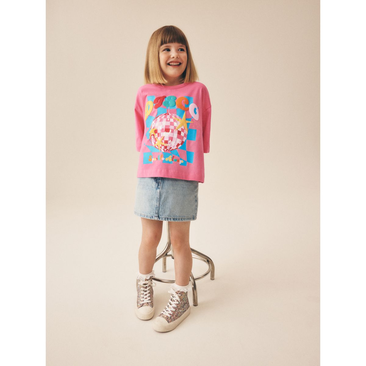 T-shirt orné de sequins pink disco, NEXT