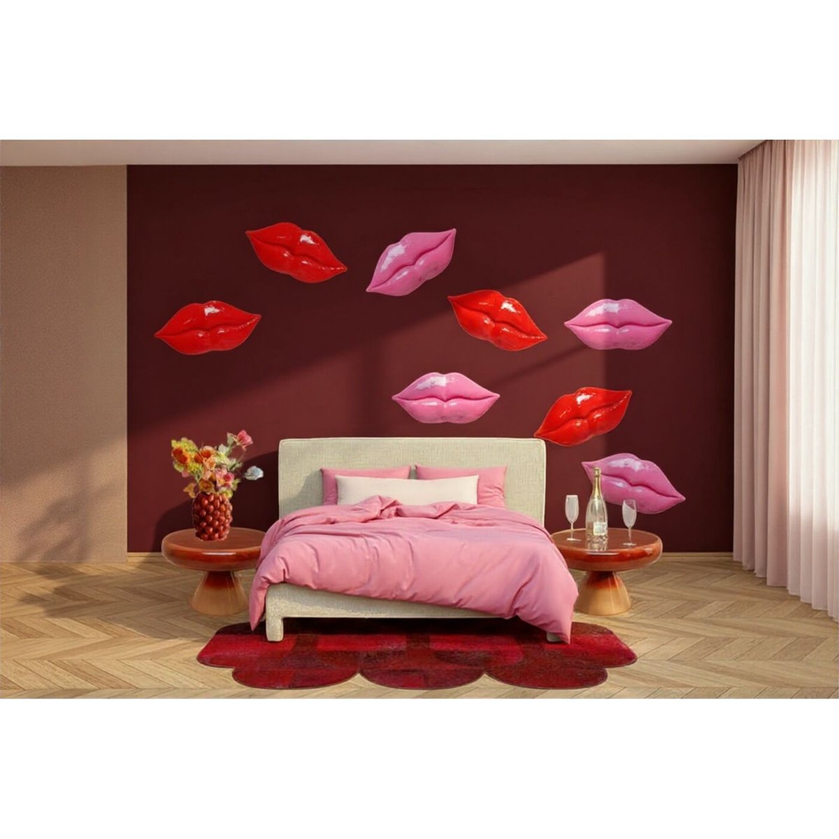 Tapis en cuir, MARRONI rouge, KARE DESIGN