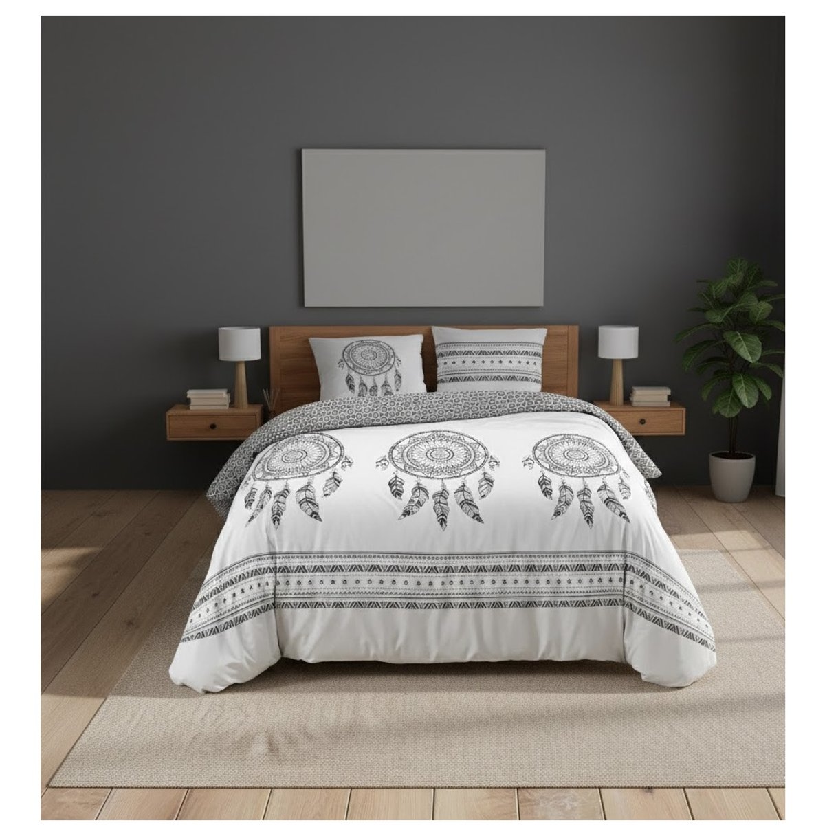 Parure de lit Collection Reve Indien blanc, EDEN