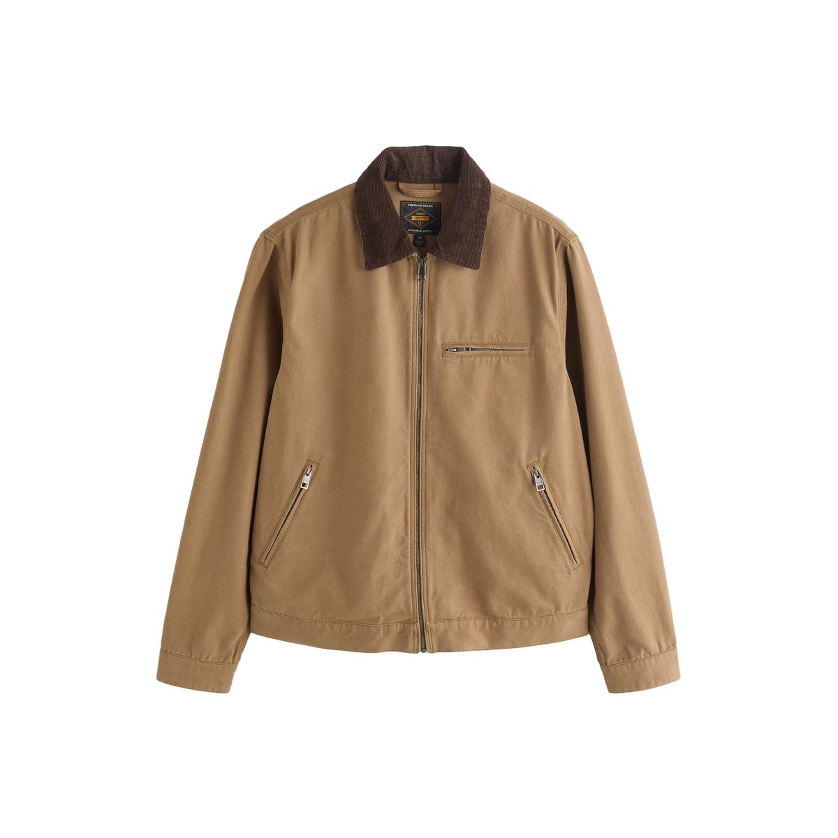 Veste en toile avec col velours côtelé marron fauve, NEXT