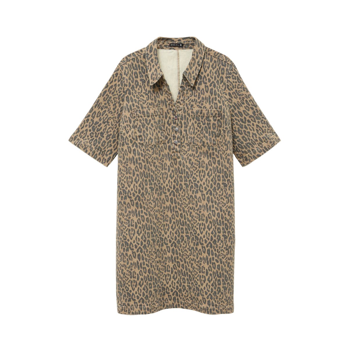 Robe courte droite imrpimée léopard marron, BREAL