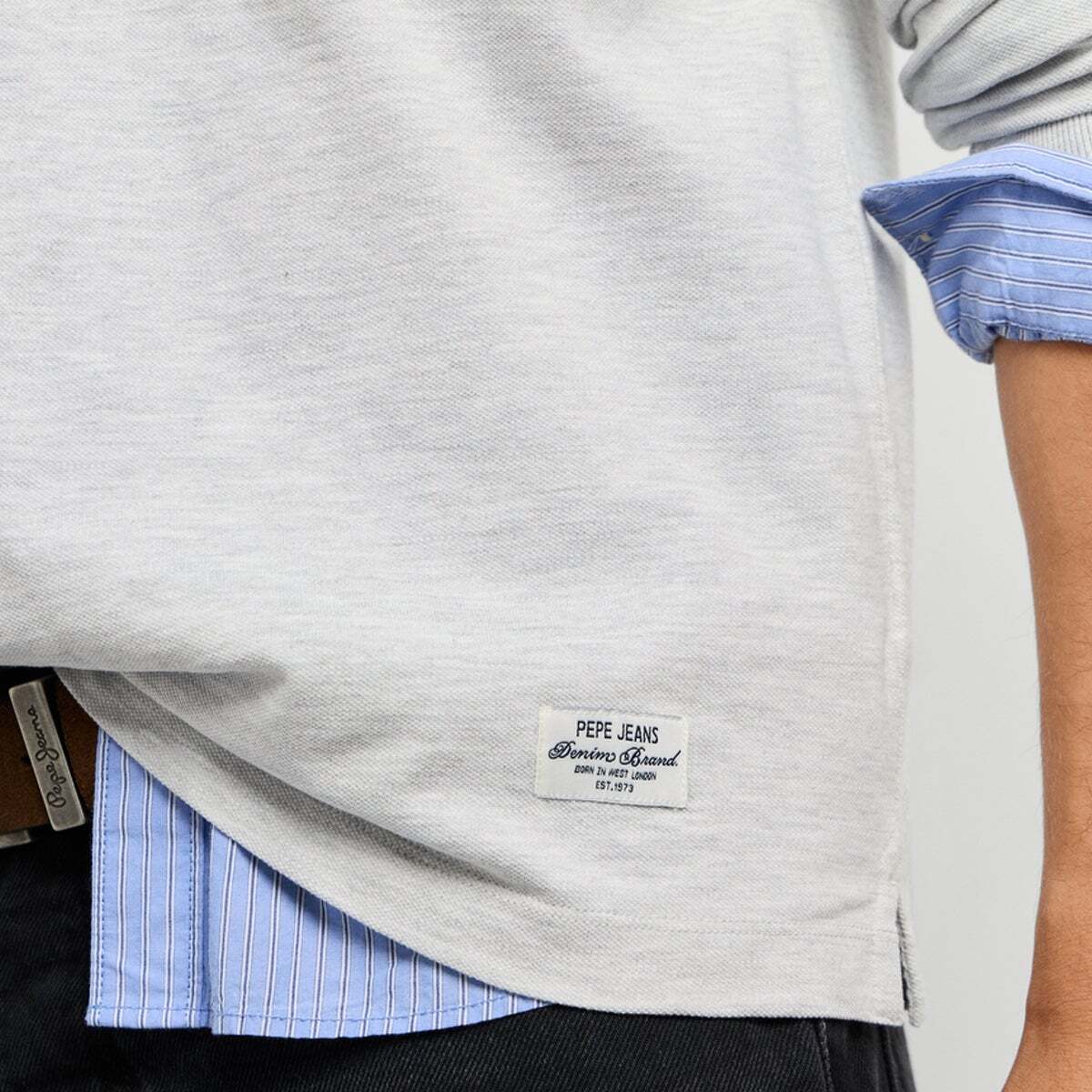 Polo À Manches Longues En Piqué Coupe Regular gris clair chine, PEPE JEANS