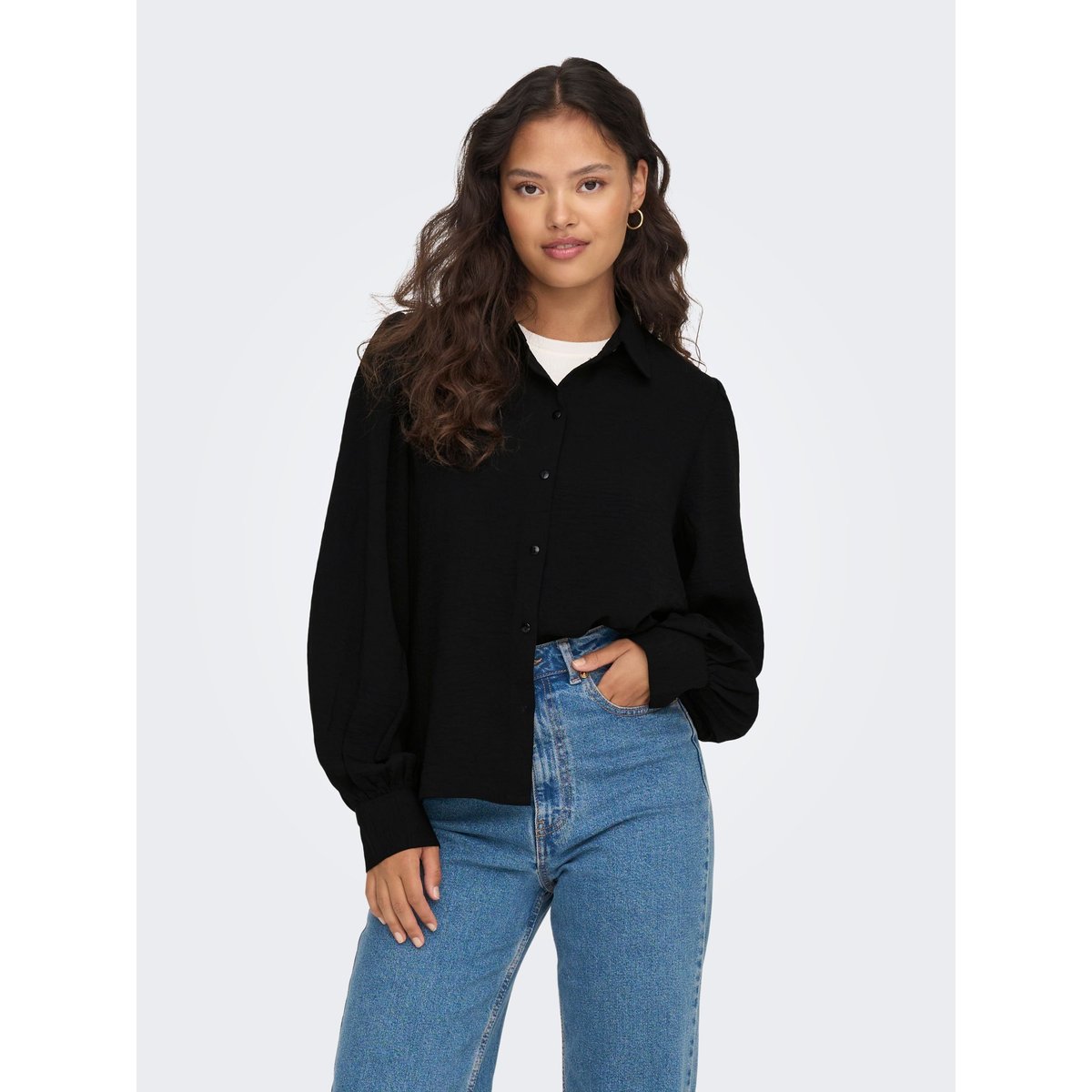 Chemiser fluide boutonné noire - black, JDY