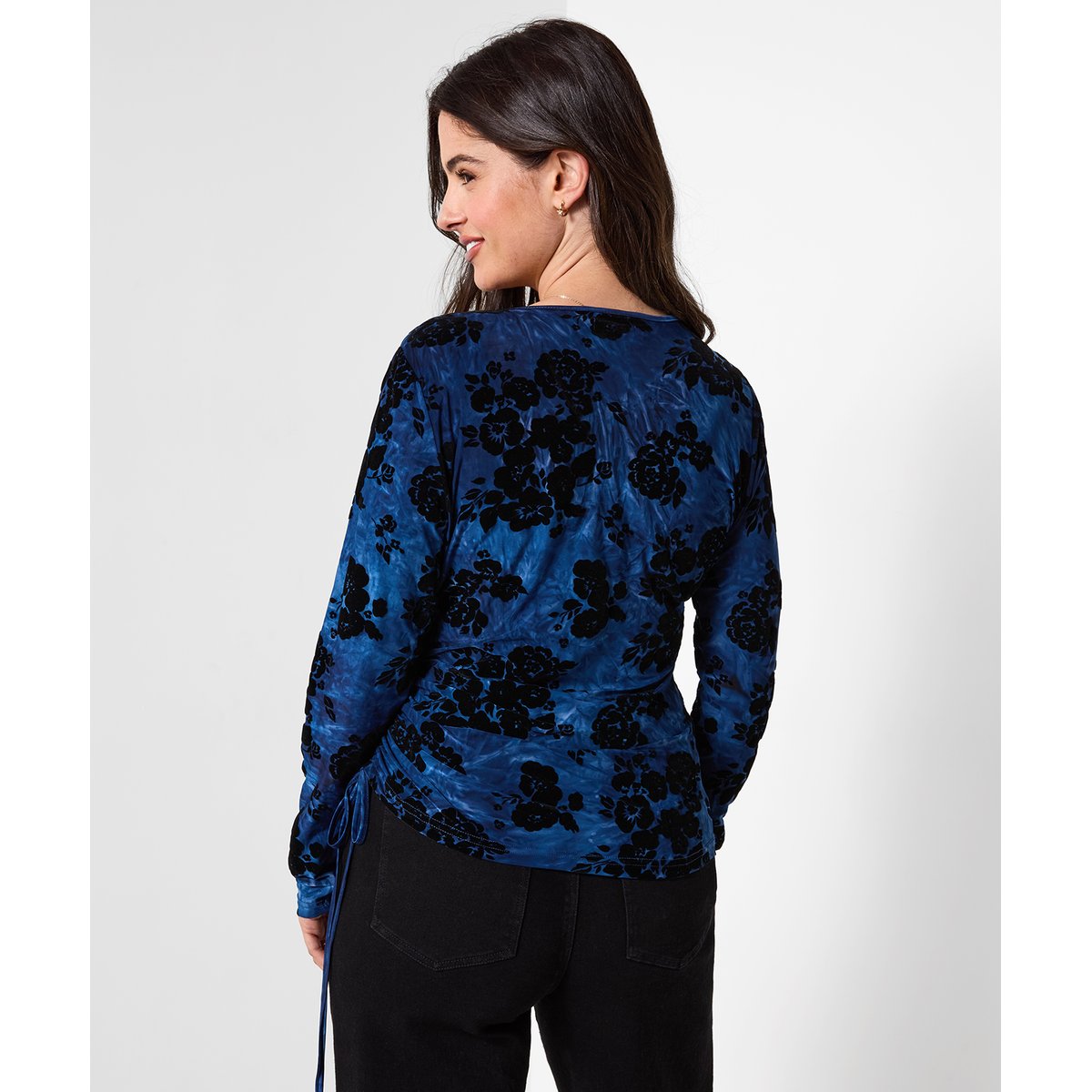 Henley Cache-Cœur en Jersey Floqué Effet Délavé bleu, JOE BROWNS