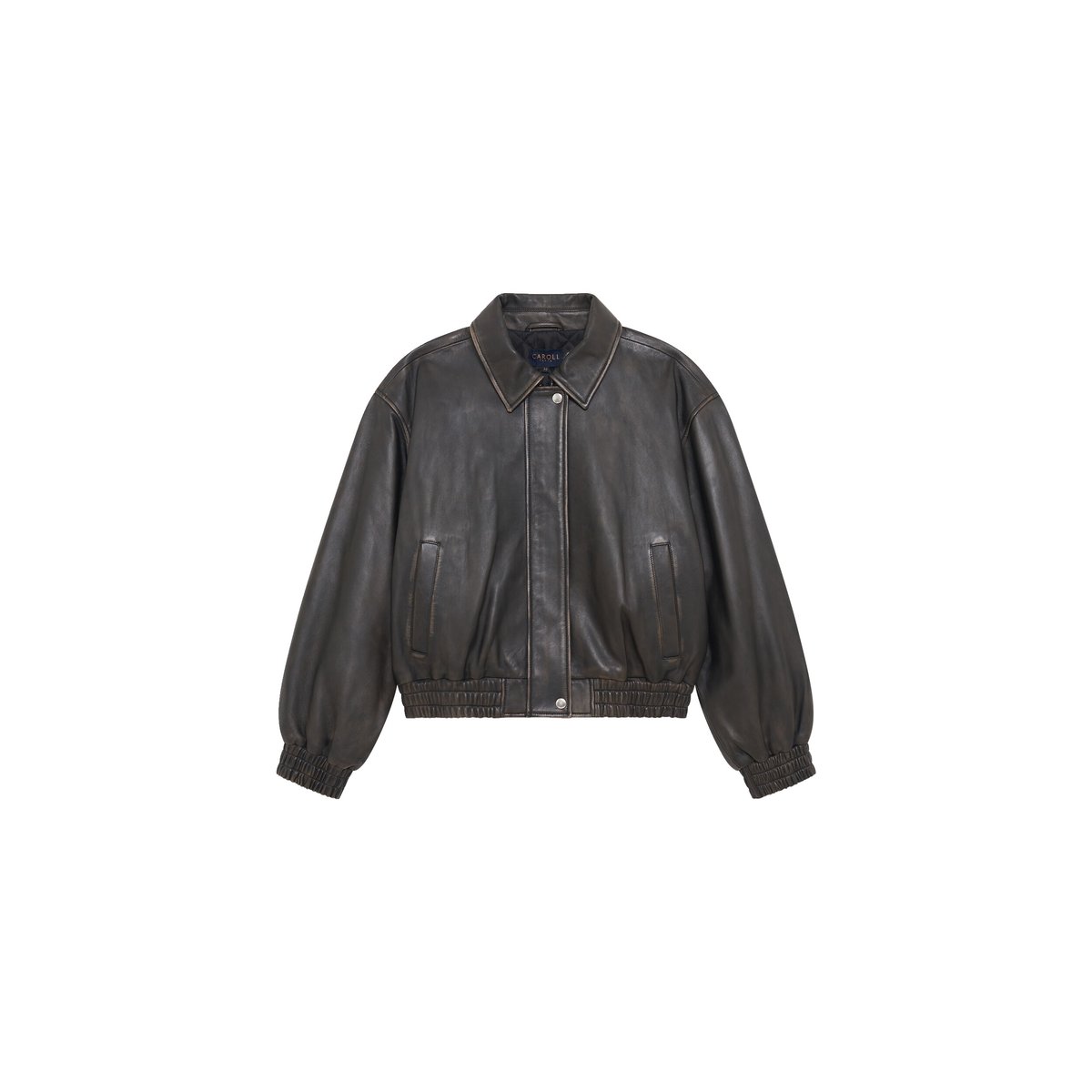 Blouson aviateur en cuir GLINDSAY marron foncé, CAROLL