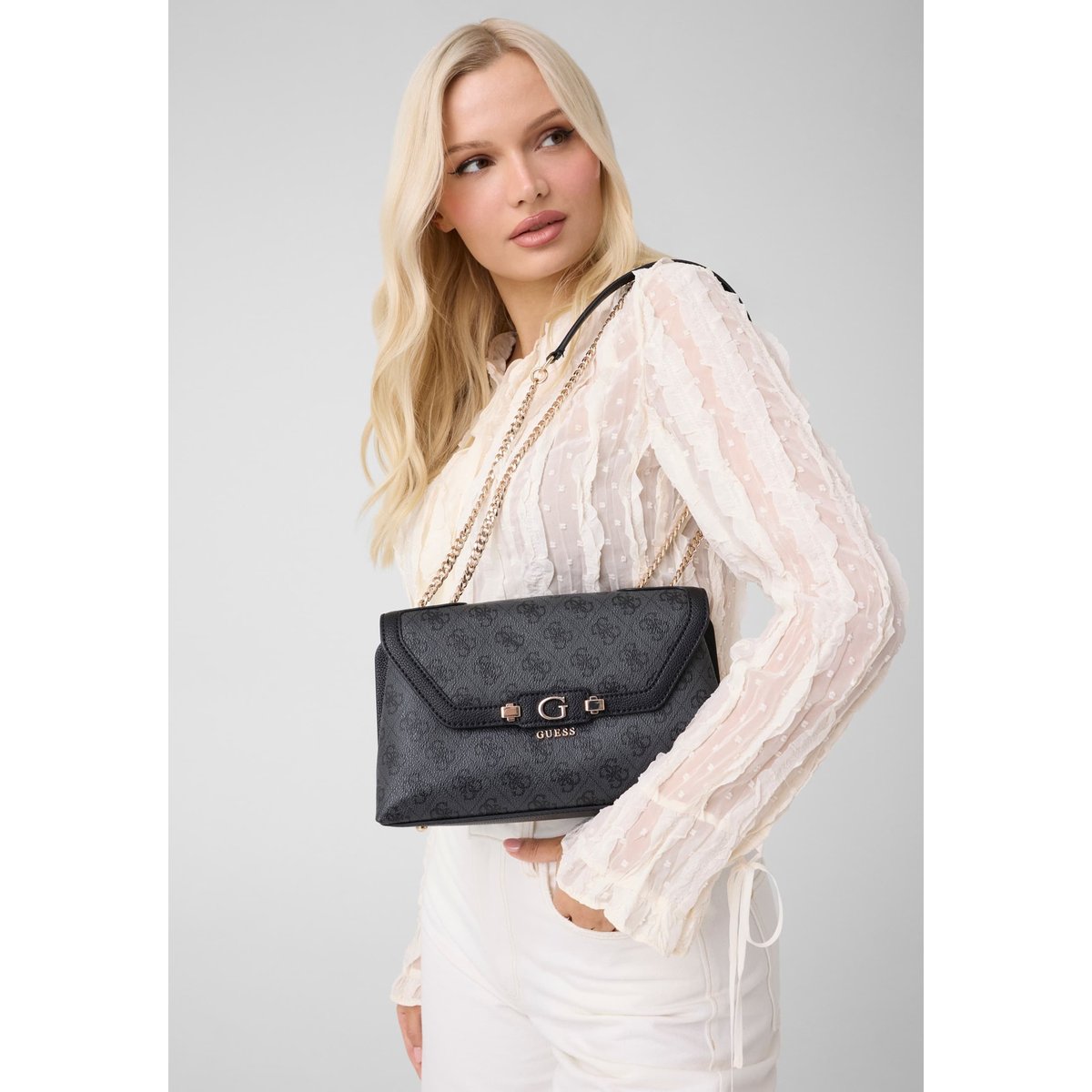 Sac Lindsey Crossbody gris foncé, GUESS