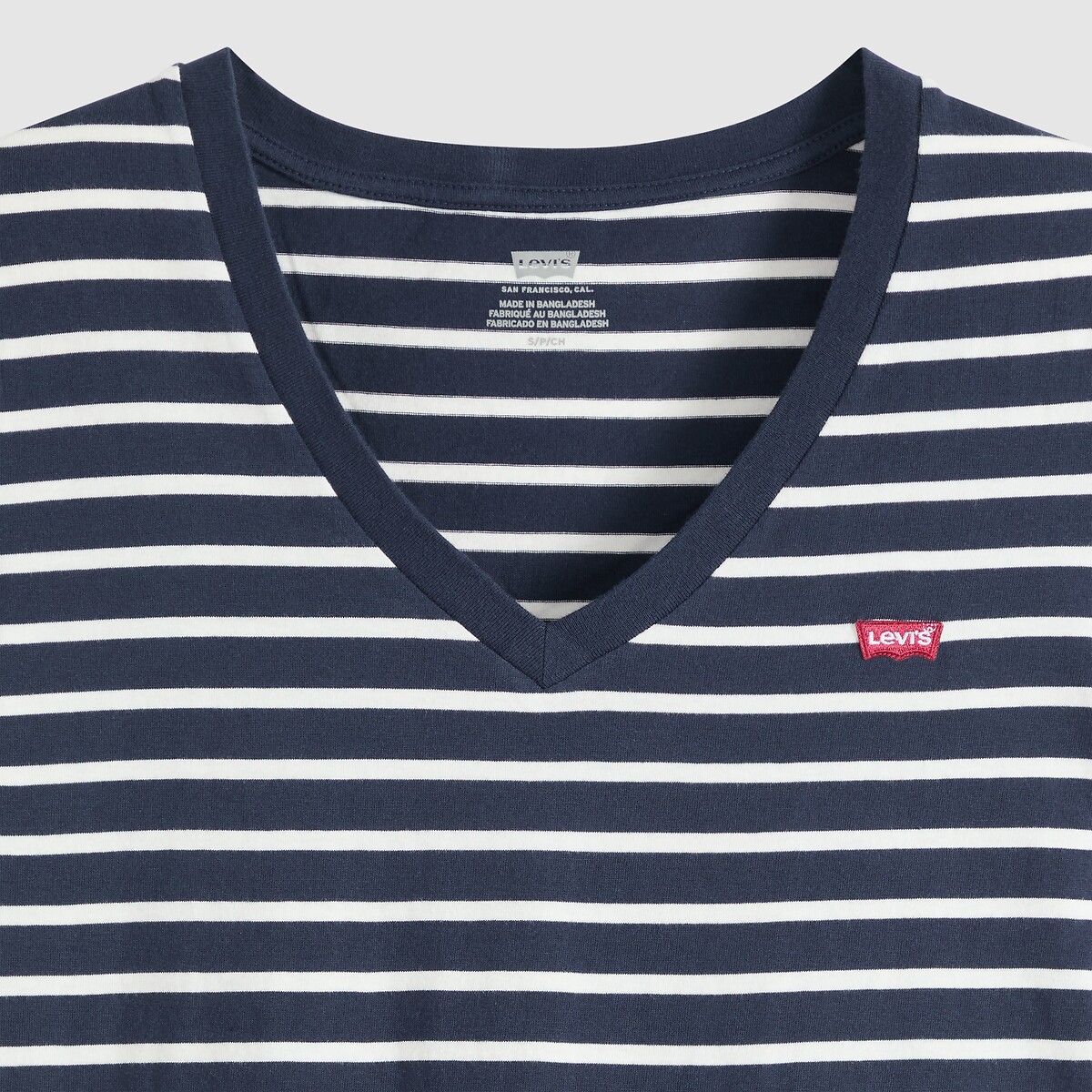 T-shirt col V rayé manches courtes rayé marine, LEVI'S