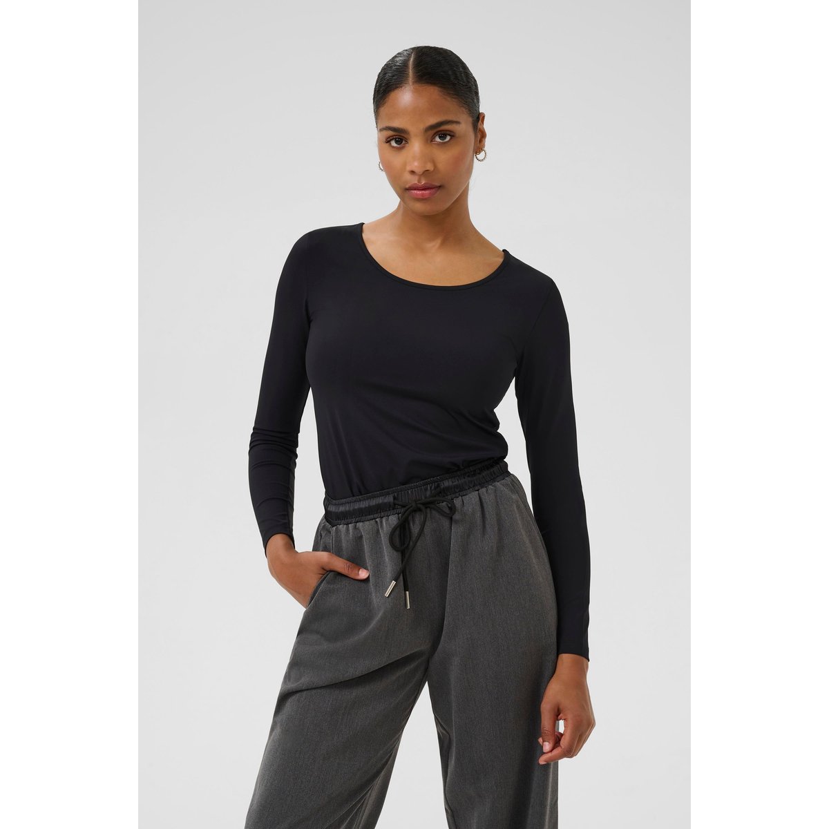 T-shirt à manches longues noir black deep, KAFFE