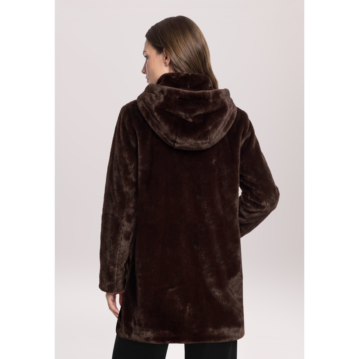 Veste en peluche à capuche marron foncé, BETTY BARCLAY