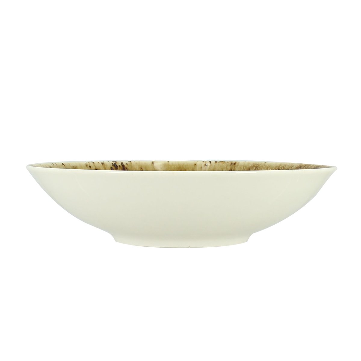 Lot de 6 assiettes creuses en porcelaine 21cm, SATURNE marron, OGO LIVING