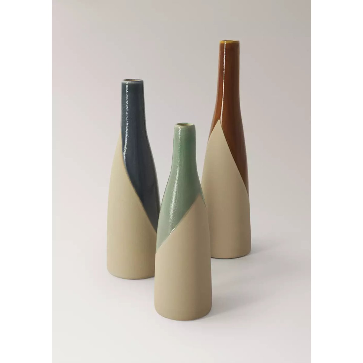 Vase 100 % grès bicolore bleu, MANGO HOME