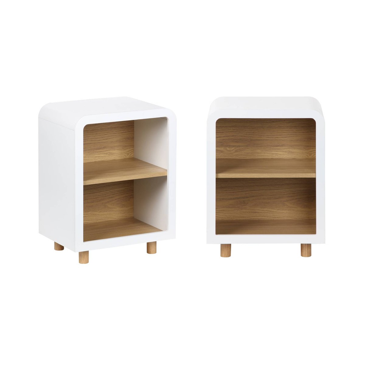 Table de chevet décor bois 2 niches (lot de 2) HECTOR blanc, SWEEEK