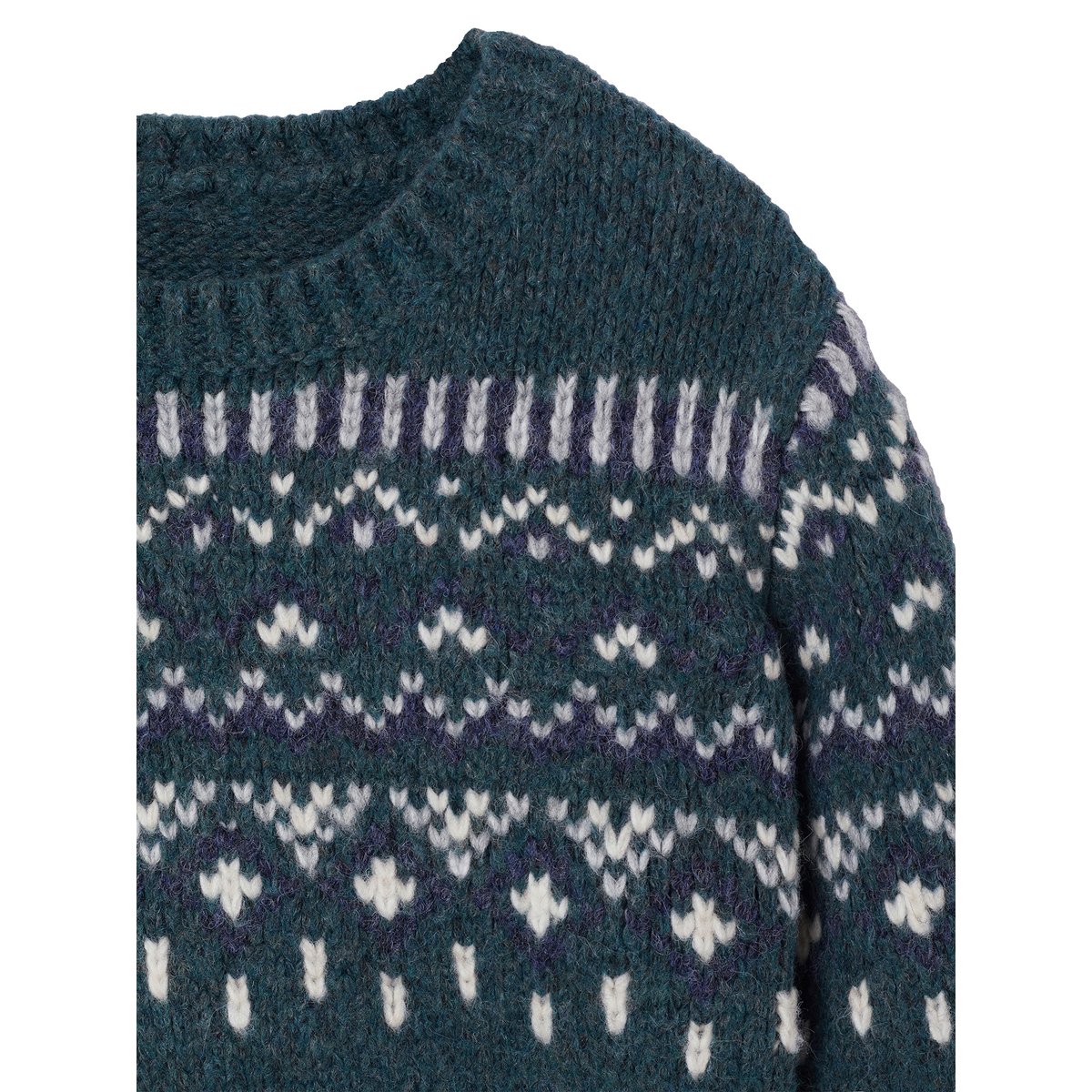 Pull jacquard col rond vert, VERTBAUDET