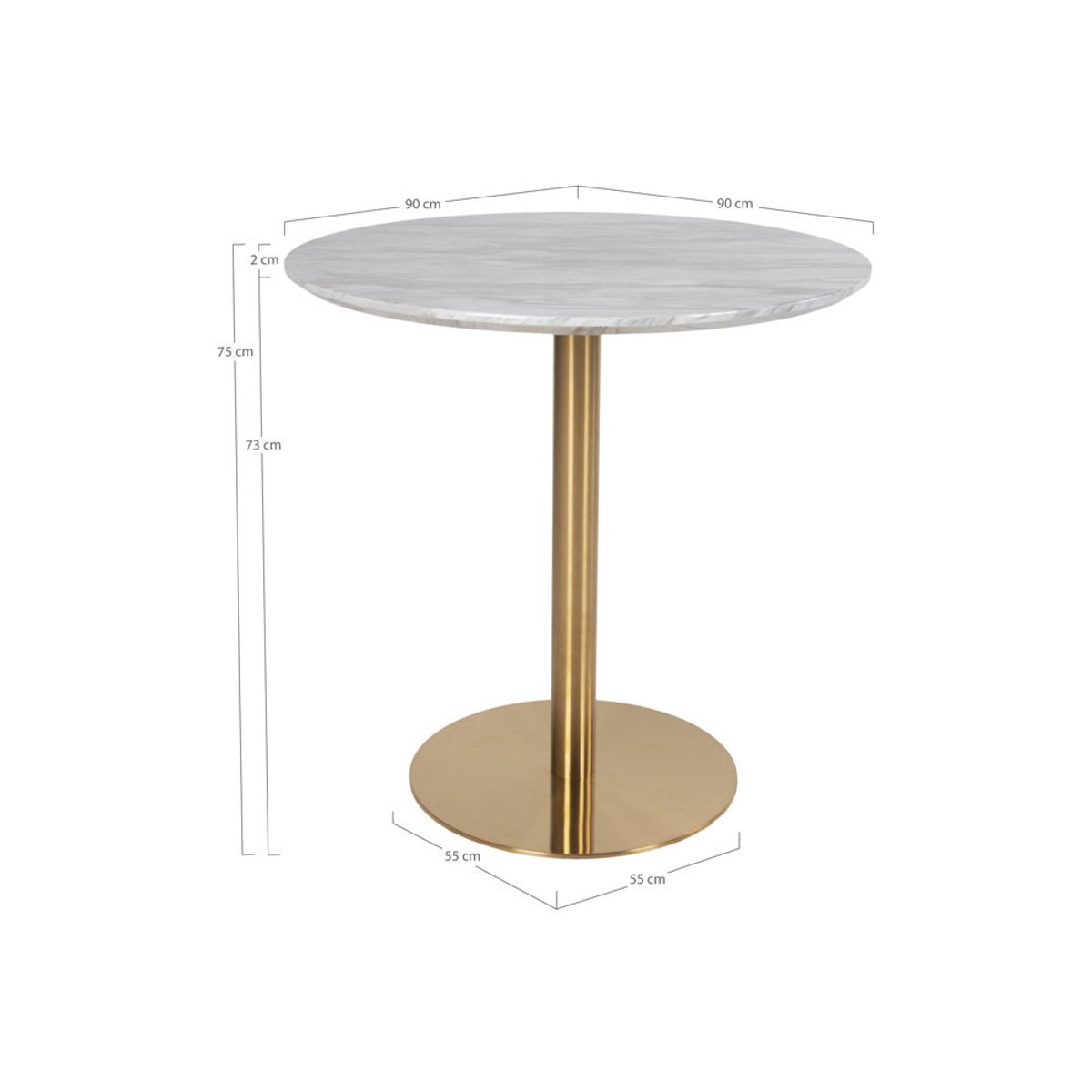 Table à manger 2 personnes ronde effet marbre- BOLZANO blanc, HOUSE NORDIC
