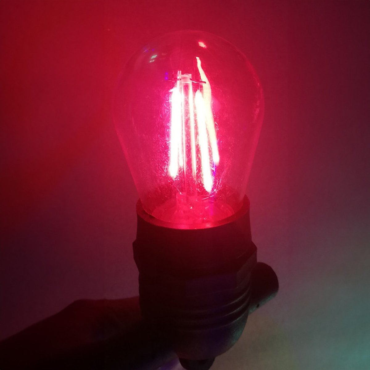 Ampoule filament Rouge E27 2W pour guirlande guinguette transparent, MILLUMINE