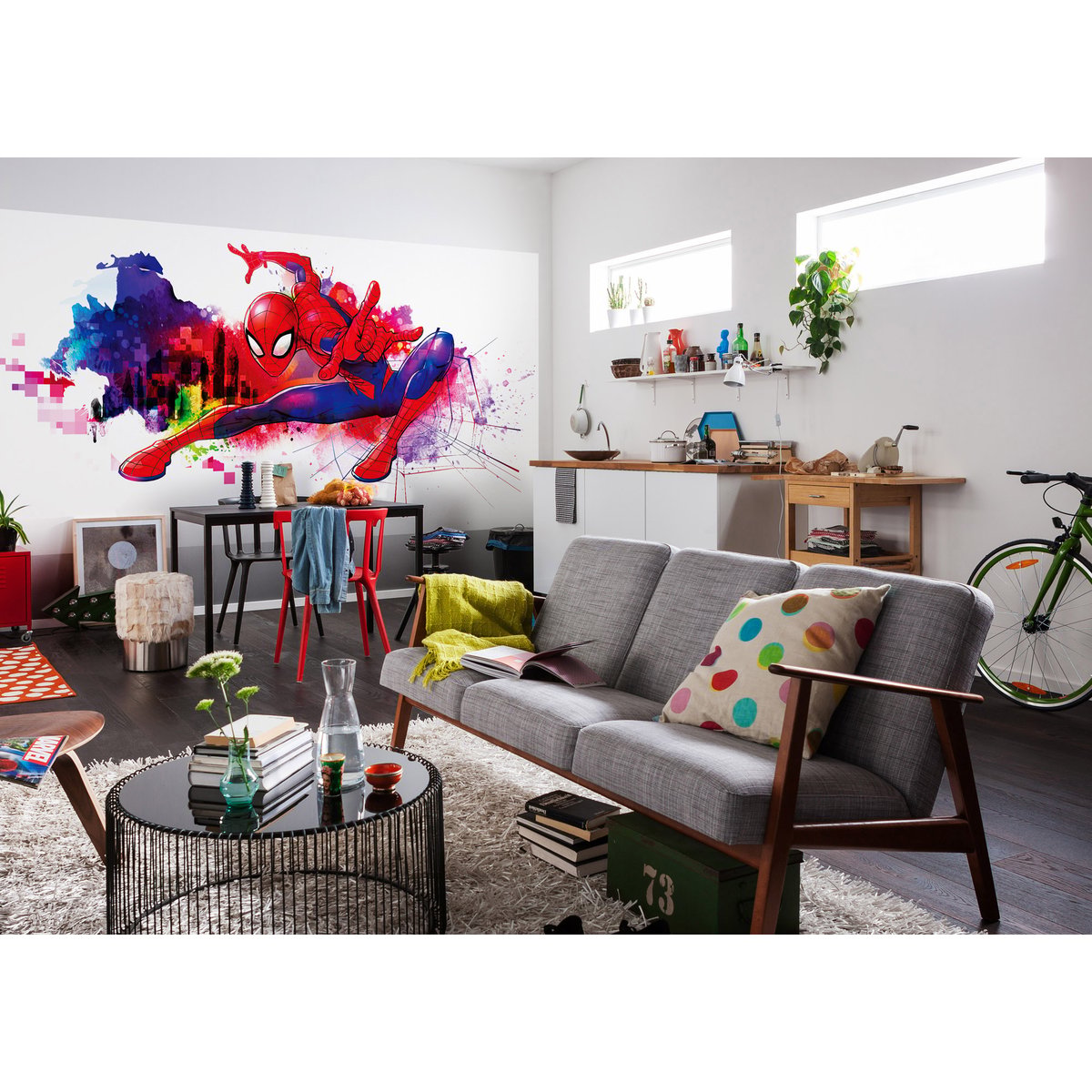 Papier peint Komar - Spider-Man Graffiti Art - 300 x 150 cm multicolore, HEXOA