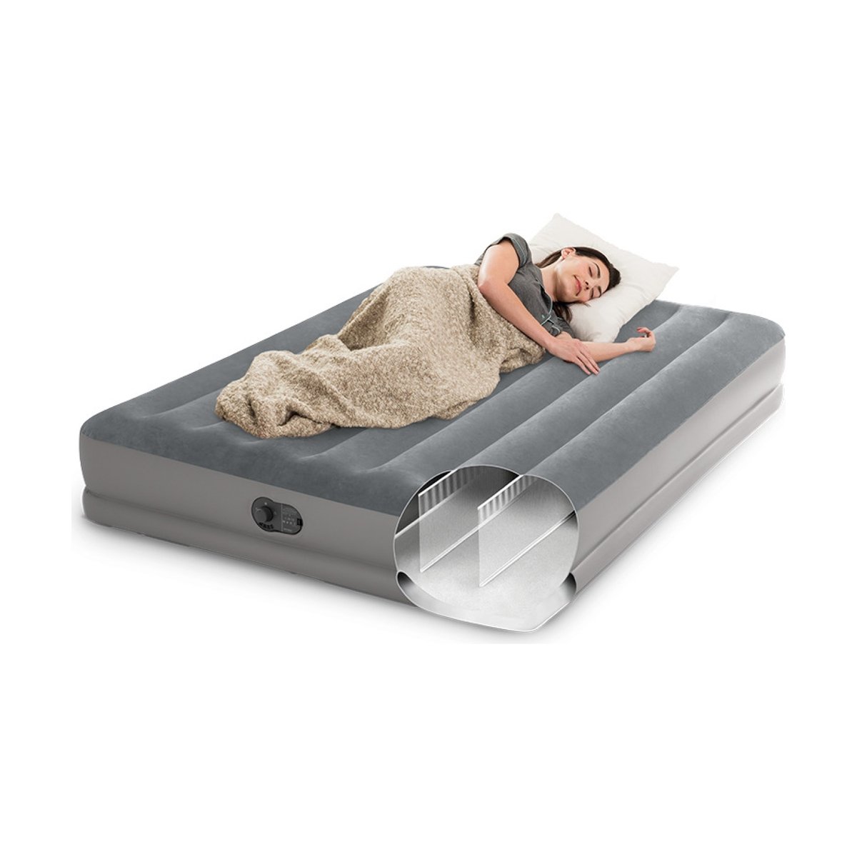 Matelas gonflable Prestige Mid Rise Flex Pump gris, INTEX