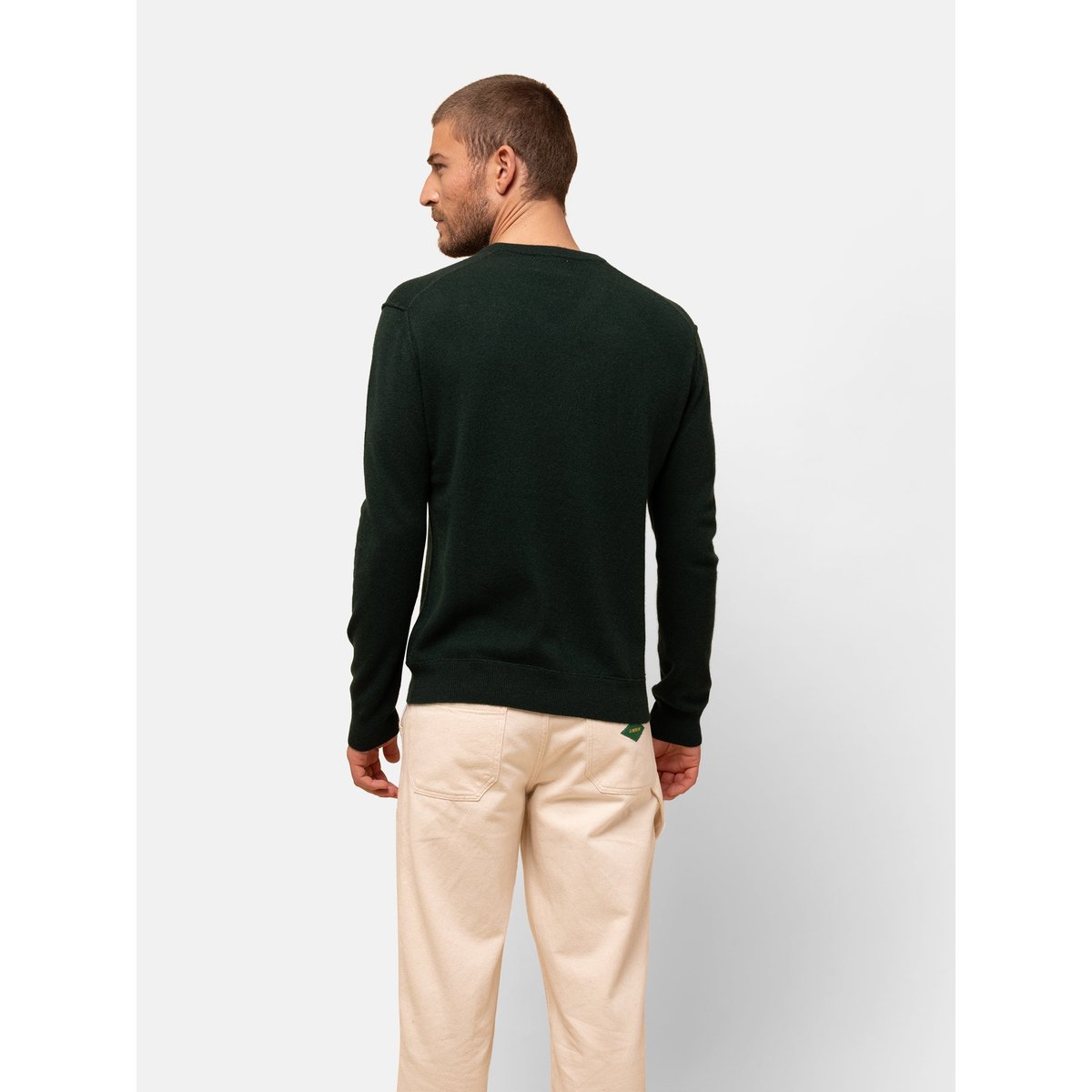 Pull Col V Cyprès Tom vert foncé, JUST CASHMERE