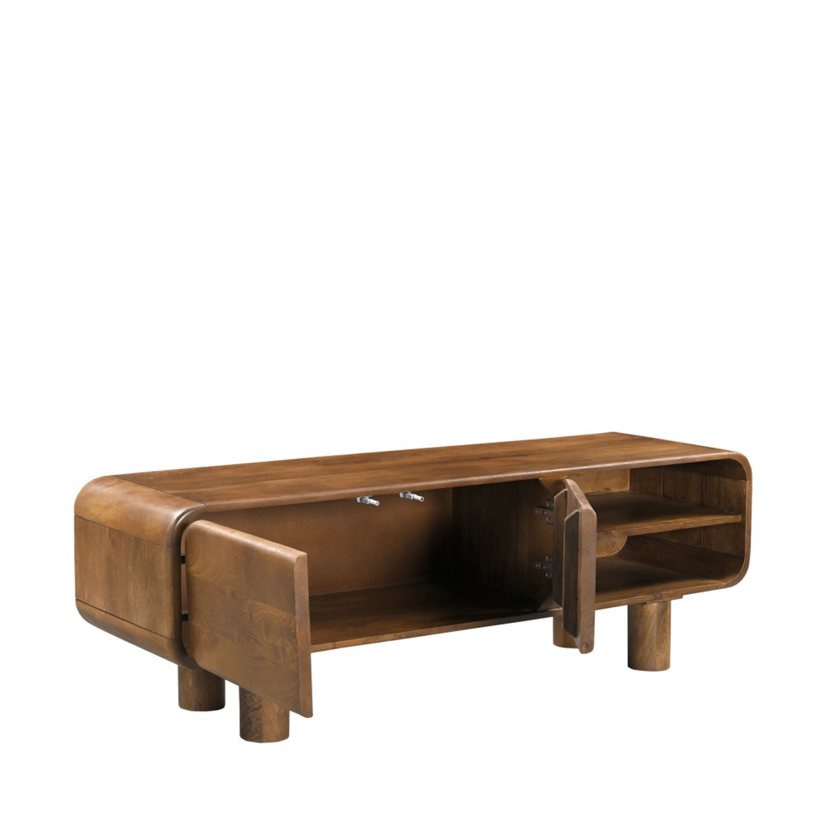 Meuble tv 2 portes en bois massif L140cm- SIRA bois foncé, DRAWER