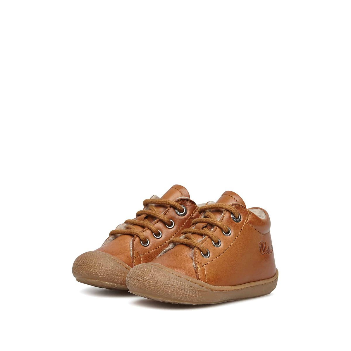 Chaussures premiers pas en cuir doublés en laine COCOON cognac, NATURINO