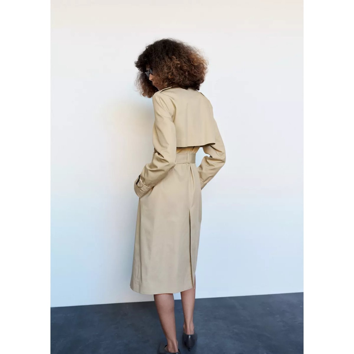 Trench à col chemise avec boucles beige, MANGO