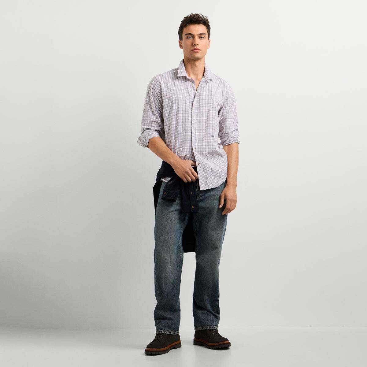 Chemise Coupe Regular À Carreaux En Sergé blanc ivoire, PEPE JEANS