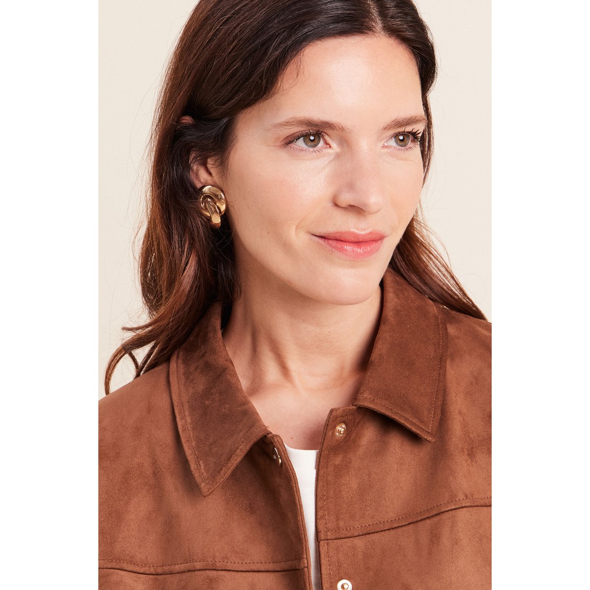 Veste courte droite doublée bas resserré marron foncé, BREAL