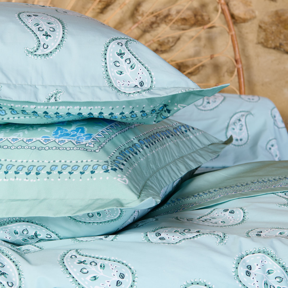 Taie D'oreiller Percale De Coton - BASTIDE motifs, TRADITION DES VOSGES