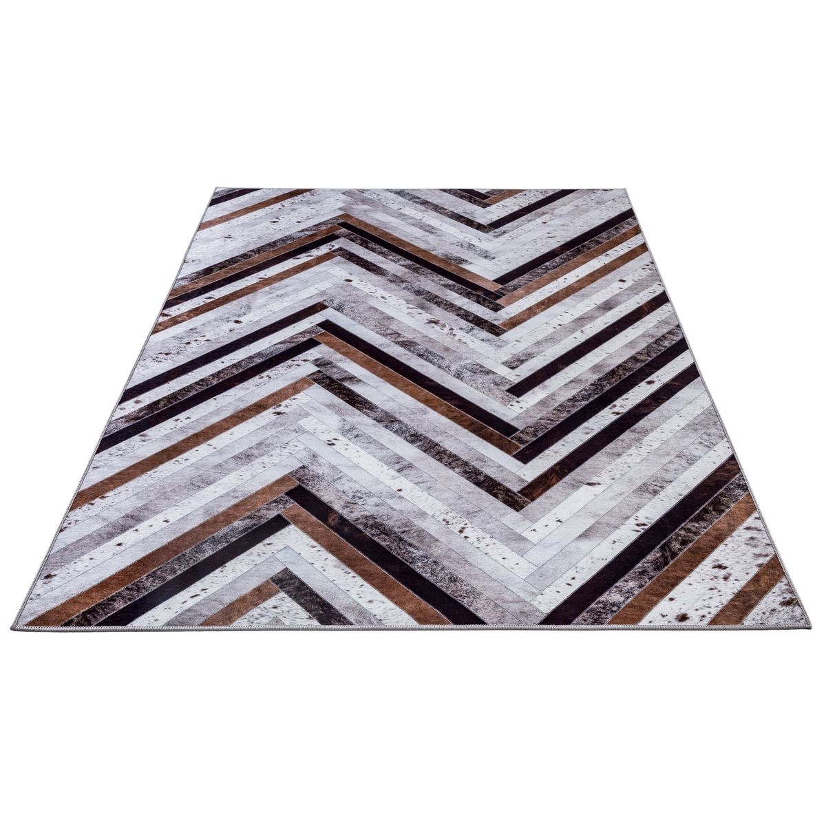 Tapis imprimé Serena, aspect cuir, plat gris, GINO FALCONE