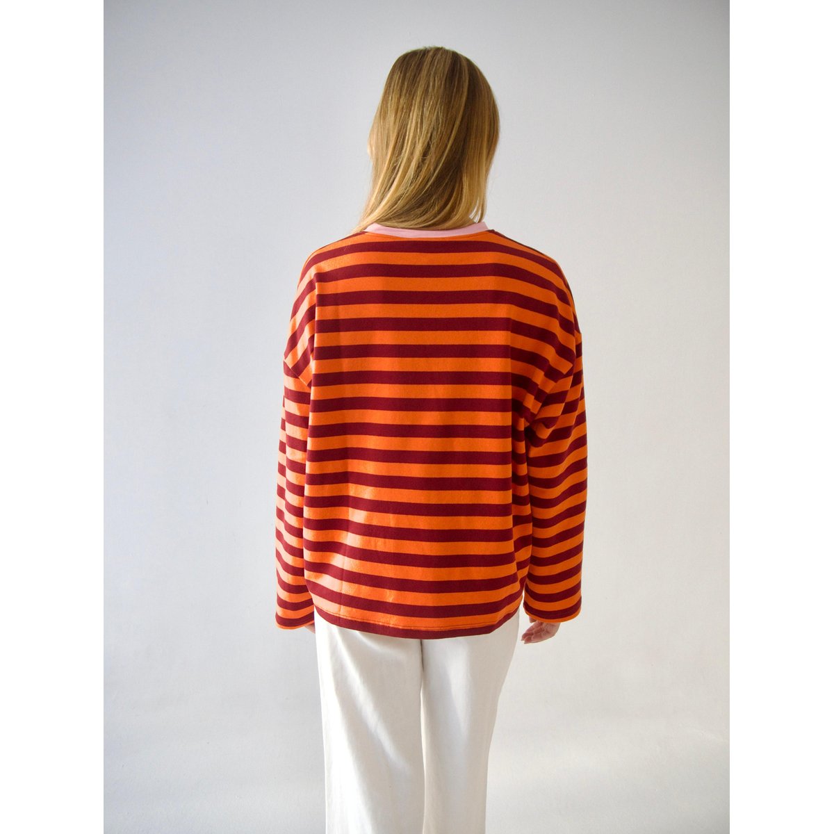 T-shirt rayé manches longues NÚRIA orange / bordeaux, MINDTRAVELER