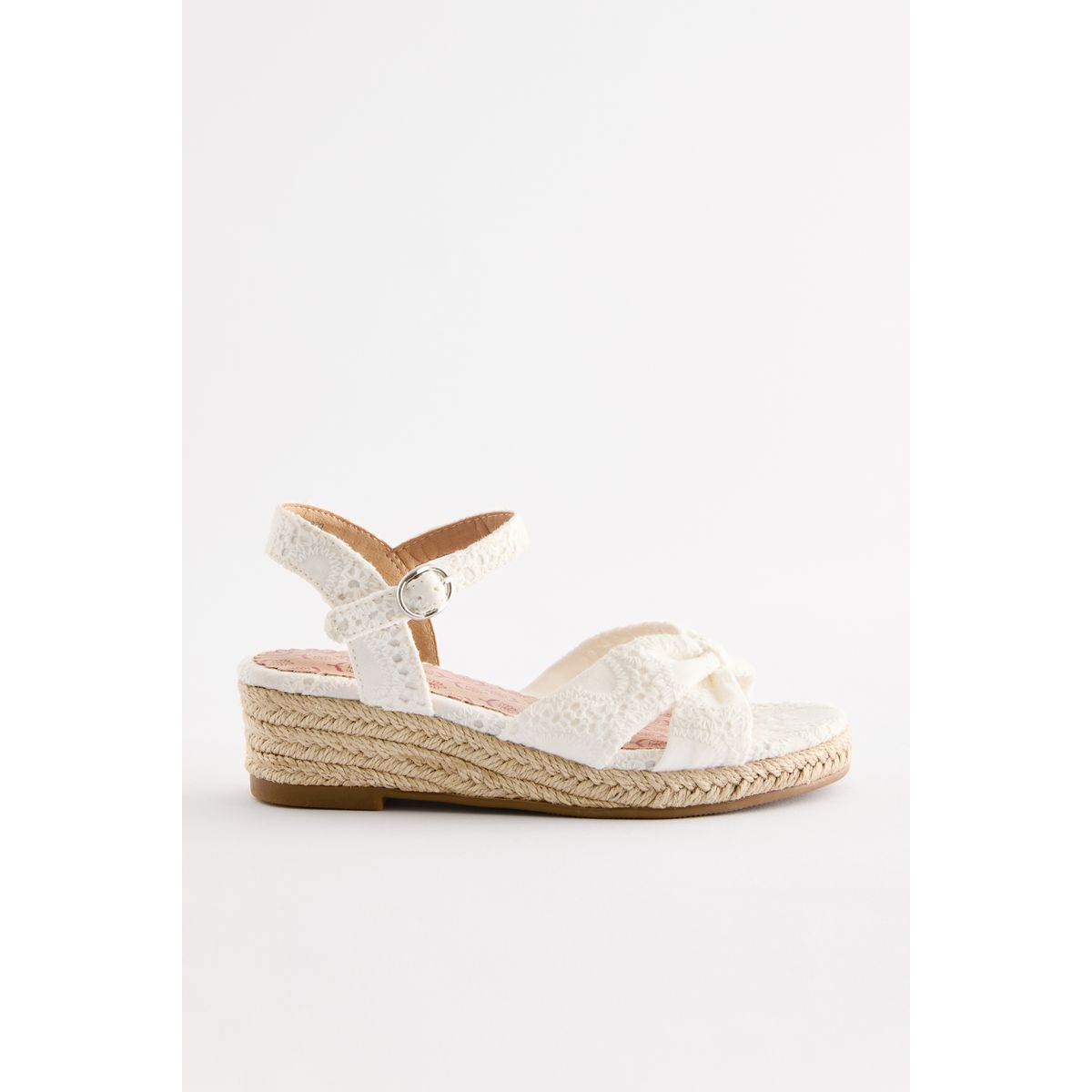 Sandales à semelles compensées broderie blanche, NEXT