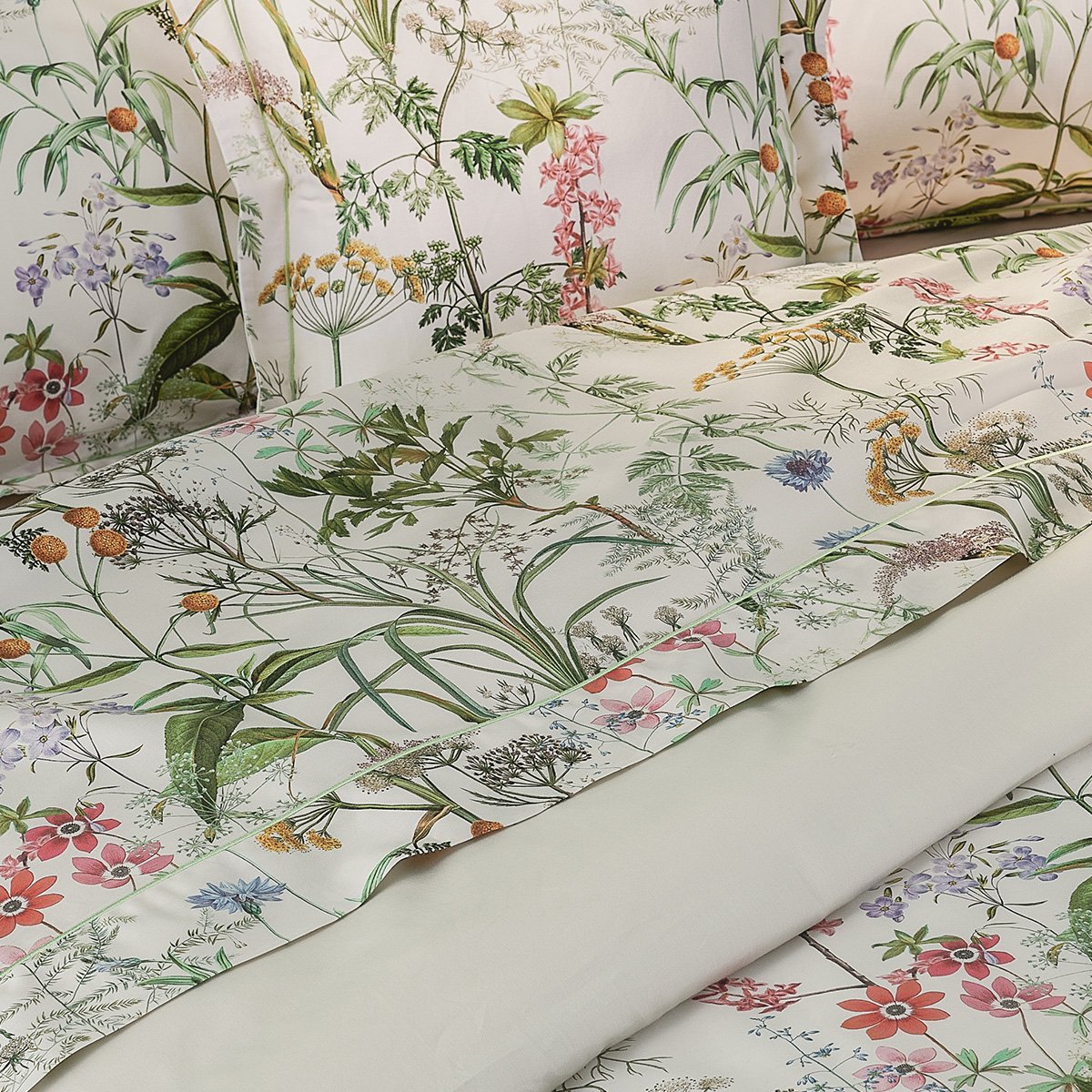 Drap plat satin de coton PRAIRIE LEGERE beige, GARNIER THIEBAUT