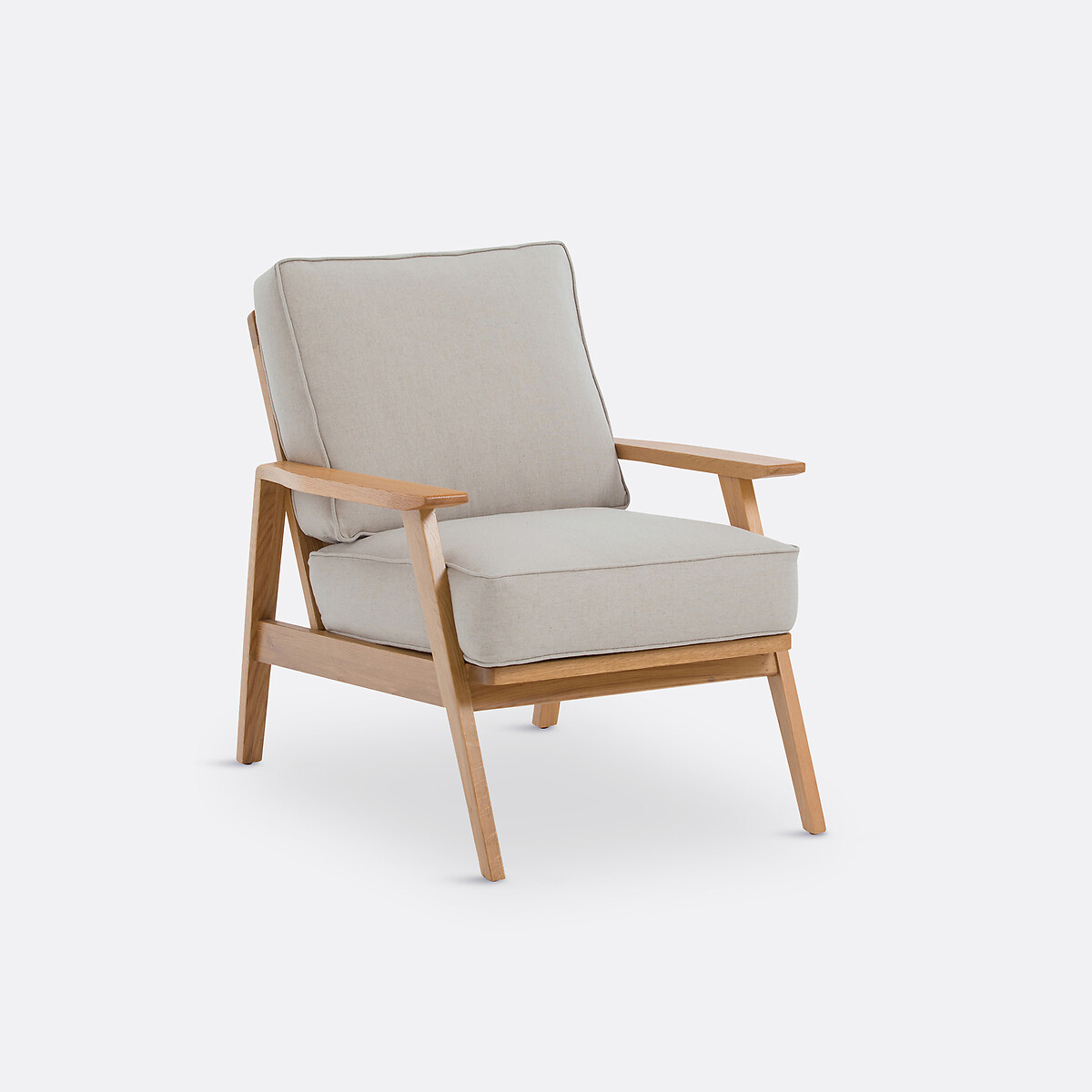 Fauteuil vintage chêne et coton/lin, Linna lin naturel, LA REDOUTE INTERIEURS