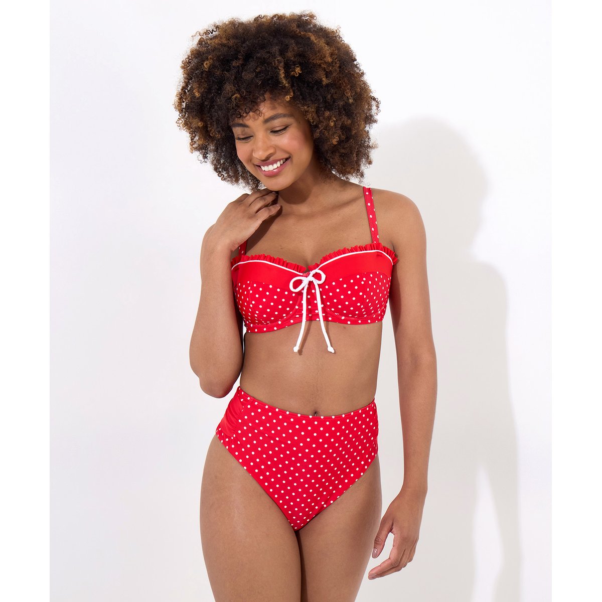 Culotte De Bain Rétro À Pois Élégante AIMER LA VIE rouge, JOE BROWNS