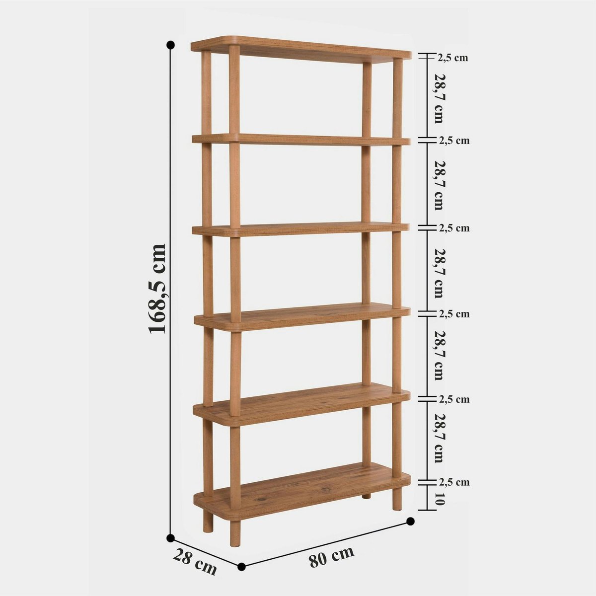 Etagère ouverte 6 plateaux MARFA chêne, PIER IMPORT