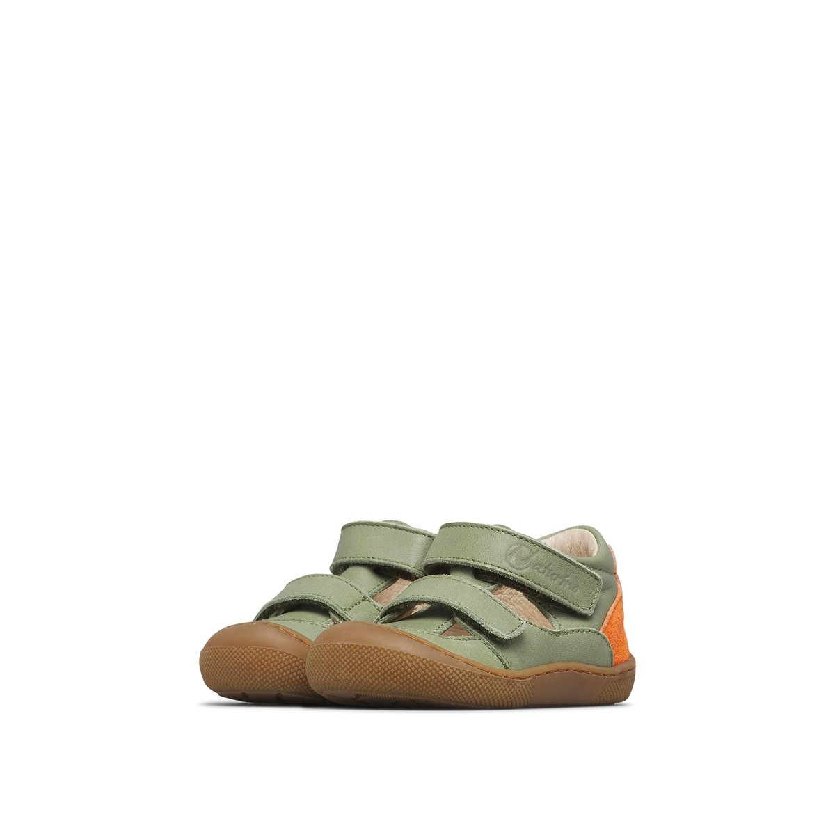 Sandales barefoot en cuir et en daim BAREFOOT IRTYS vert-orange, NATURINO