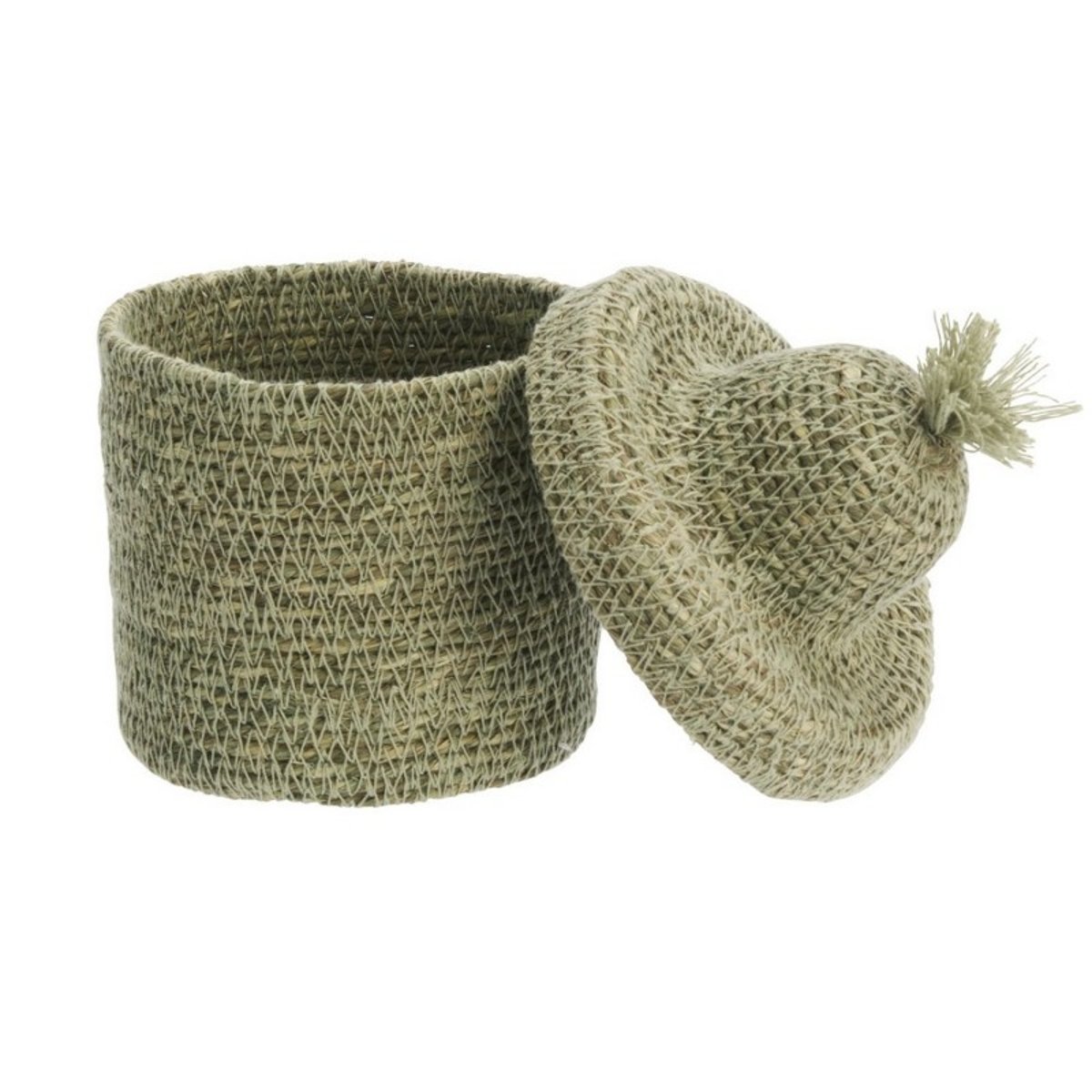 Petit panier avec couvercle naturel vert olive, MADAM STOLTZ