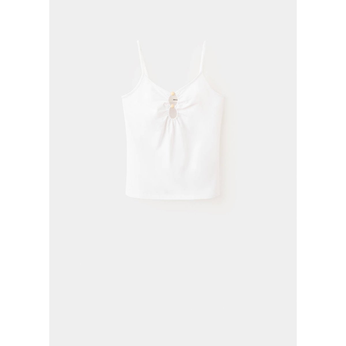 Haut en coton à bretelles avec découpe blanc cassé, MANGO TEEN