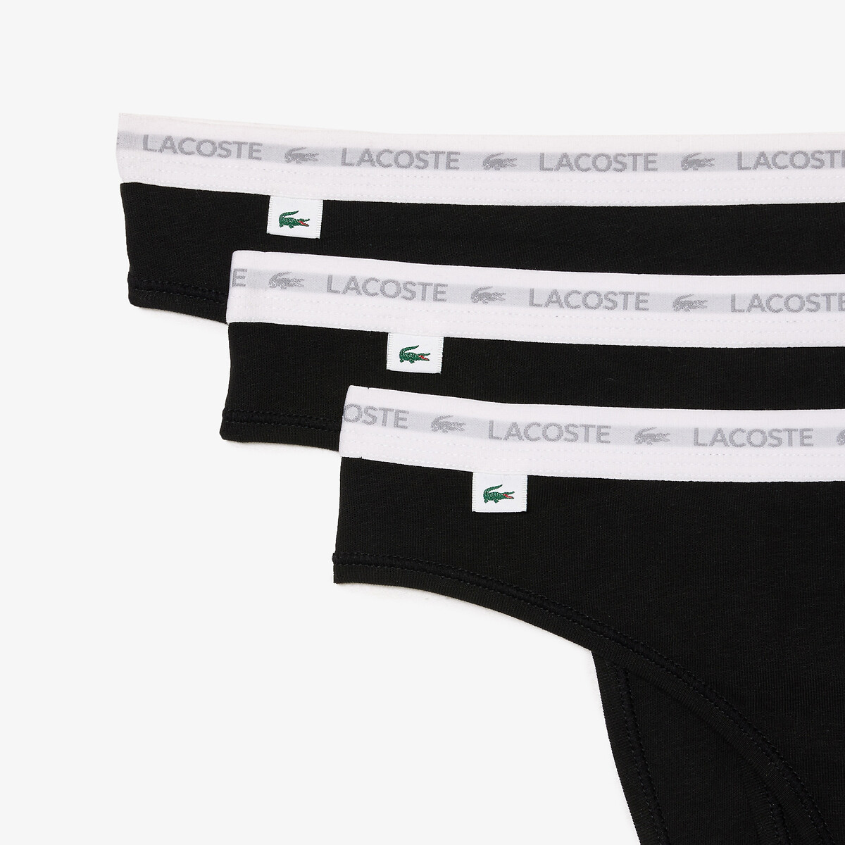 Lot de 3 strings en coton noir, LACOSTE