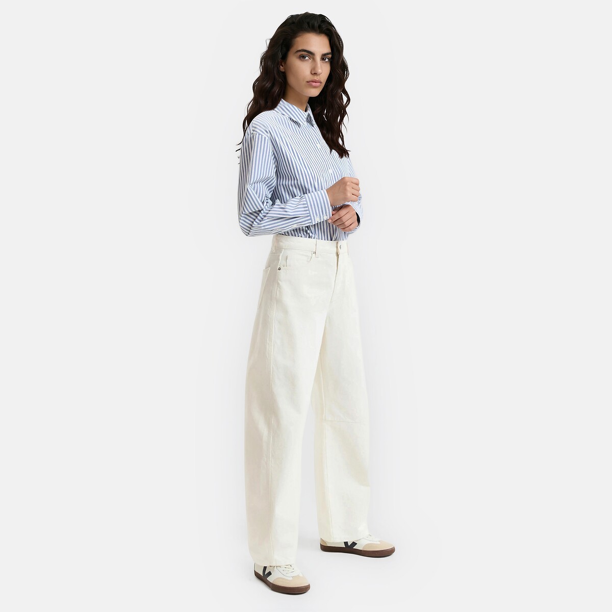 Signatures Marlène Striped Cotton Shirt blue striped/white, LA REDOUTE COLLECTIONS