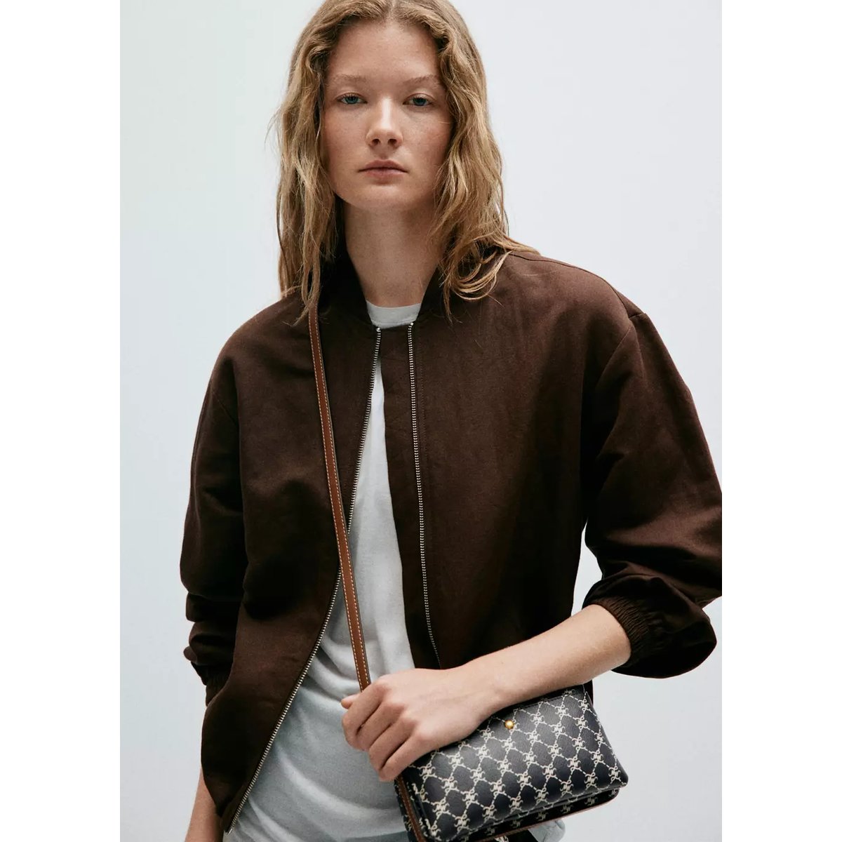 Sac bandoulière à imprimé logo bleu marine, MANGO