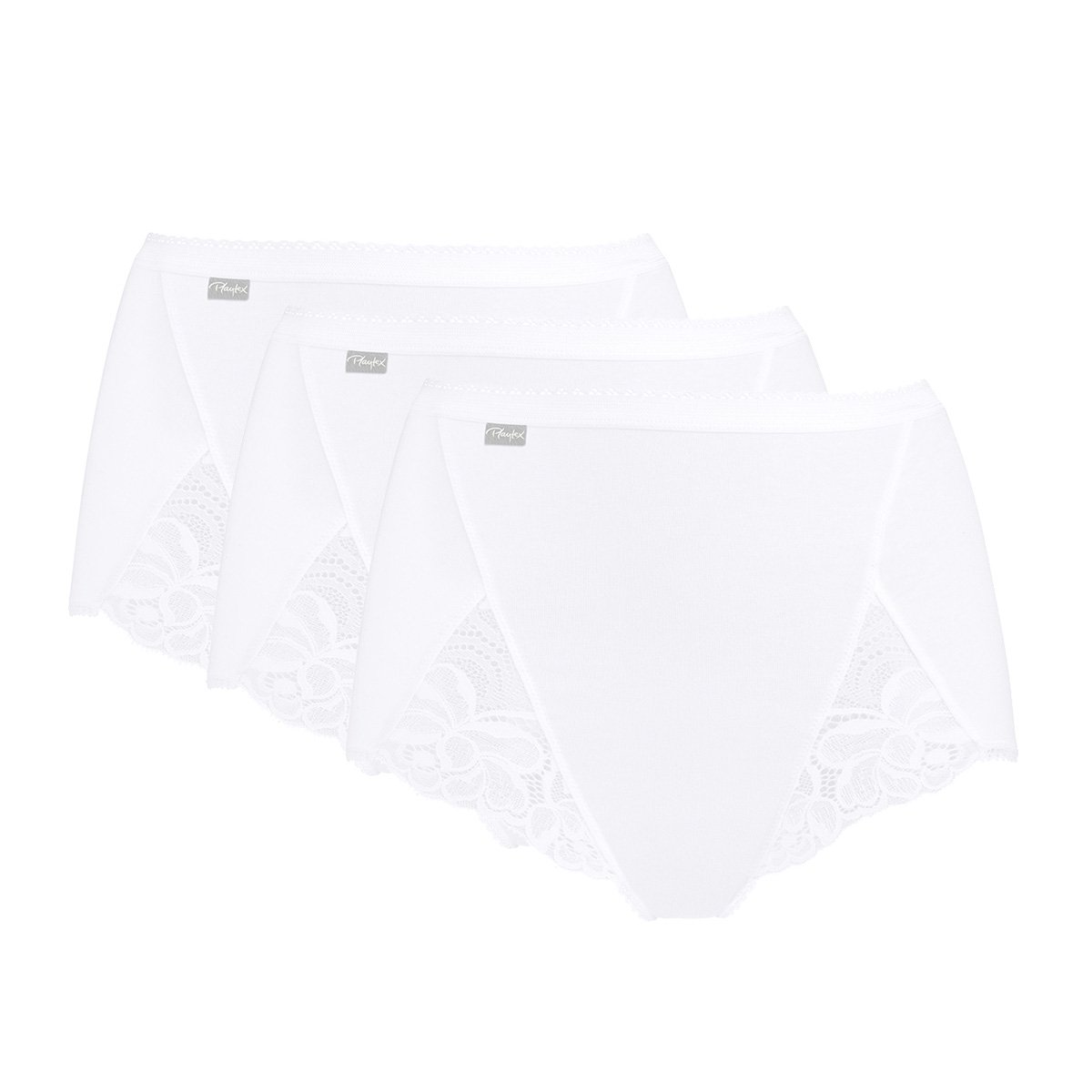 Lot de 3 culottes maxi Coton et Dentelle blanc, PLAYTEX