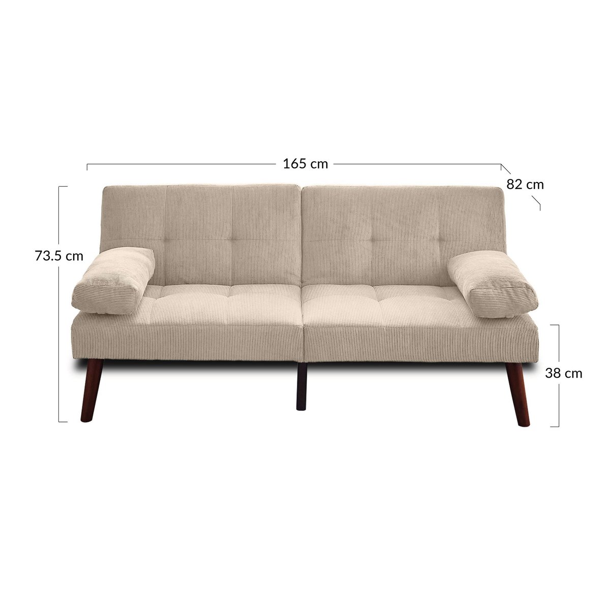 Canapé clic-clac 2 places velours côtelé, PHILAE beige, BEST MOBILIER